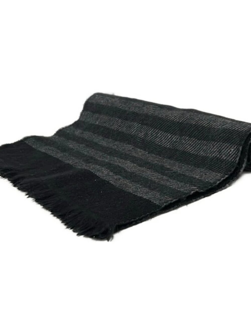 GIORGIOARMANI Black Dark Gray Wool Scarf